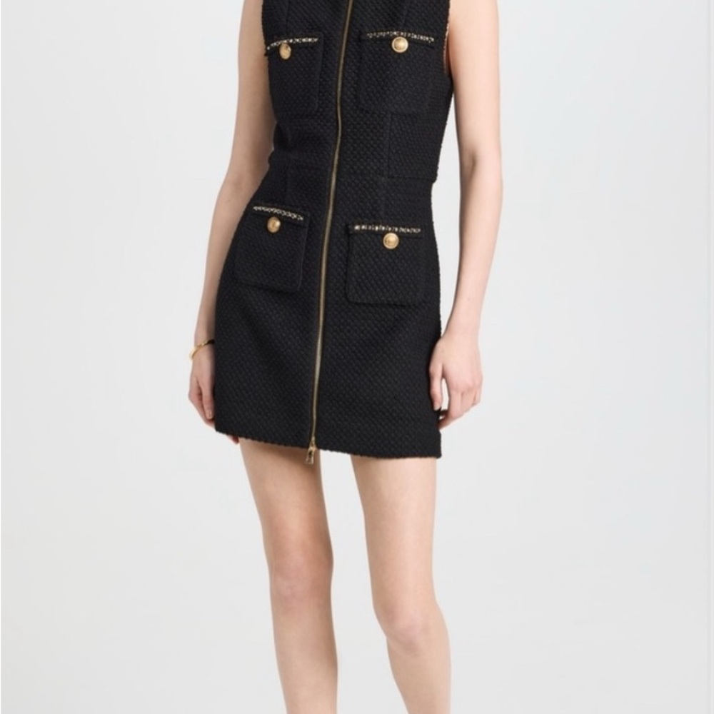 Alice + Olivia Black Mini Dress with Gold Details